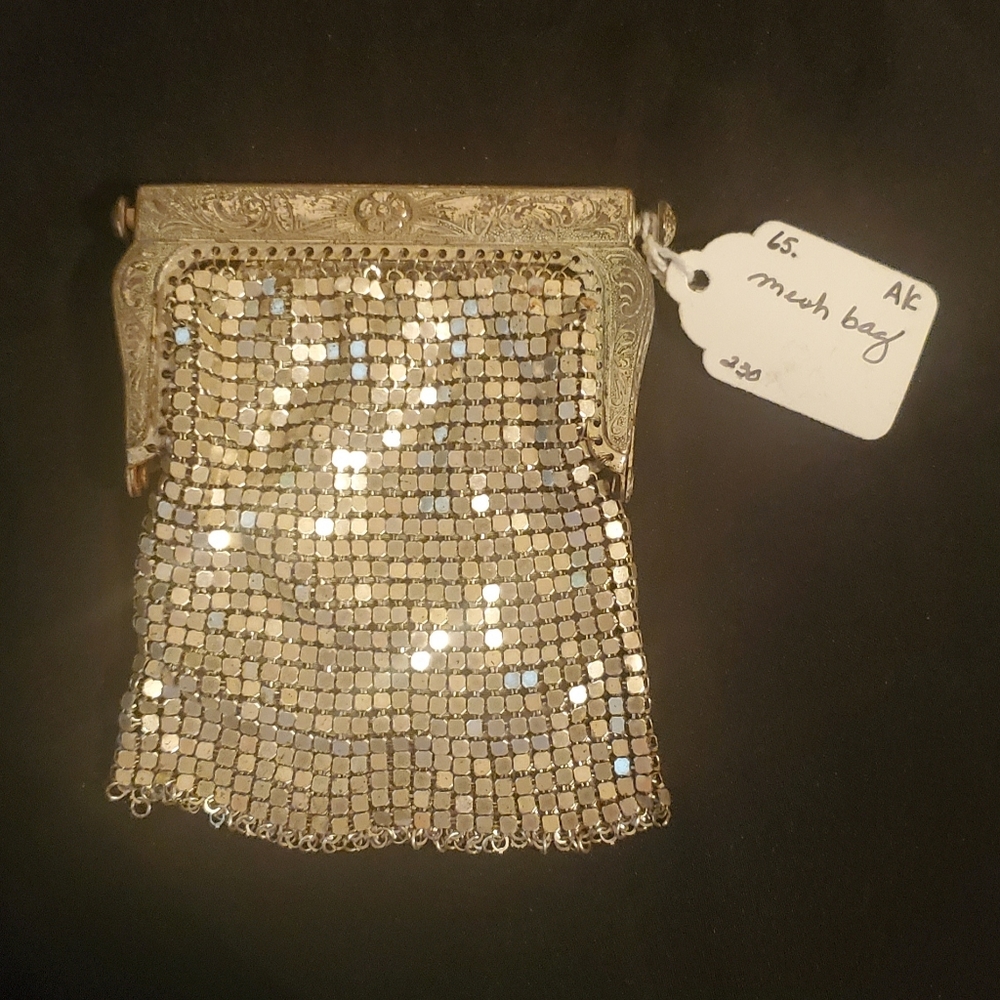 Antique Silver Metal Mesh Bag Coin Purse